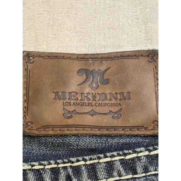 MEK Denim Jeans Mens 36x34 Blue Tetouan Straight Leg Contrast Stitch Distressed - Picture 12 of 15